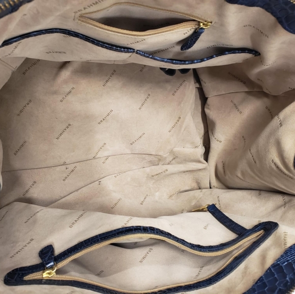 BRAHMIN Duxbury Weekender Leather Travel Bag Blue Melbourne - Picture 9 of 16